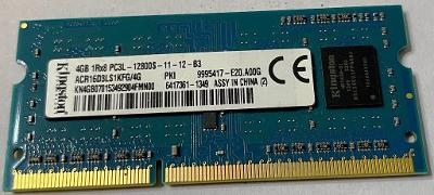 KINGSTON 4GB 1Rx8 PC3L-12800S-11-12-B3, 1600 MHz, DDR3, záruka