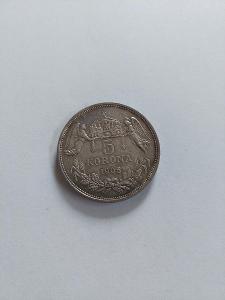 5 Koruna 1908 KB  Nádherná mince  , Sbírková zachovalost 