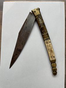 Velký nůž Navaja chřestýš 41cm čepel beauvoir 19.století Španělsko