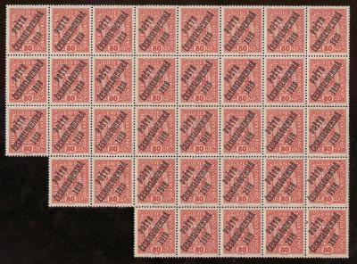 PČ1919 (ČSR I) - VÍCEBLOK známky č. 45, TYPY PŘETISKŮ (1706)