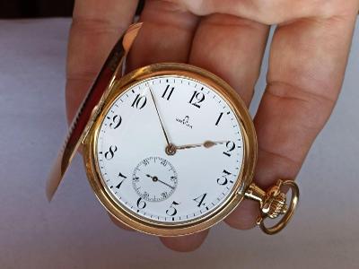OMEGA 14K celozlaté pánské tříplášťové luxusní kapesní hodinky