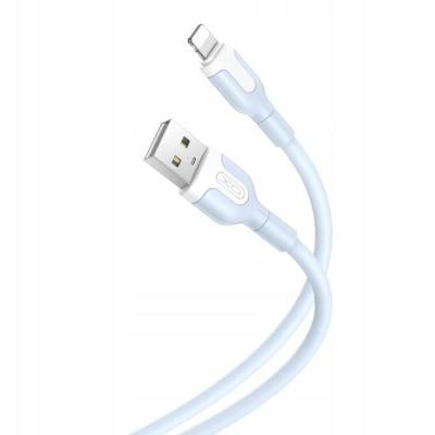Značkový modrý kabel XO Lightning 1m 2,1A pro Apple iPhone, iPad, iPod