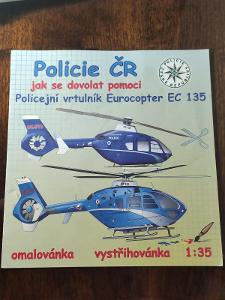 Policie ČR, vystřihovánka 1:35, policejní vrtulník, papírový model 