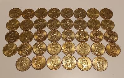 1 USD mince - 38 x Američtí prezidenti - sbírka nádherných RL mincí 