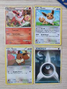 Pokémon karta 4 ks Eevee - 89/116 a EVOLUCE - Flareon - 44/95 + ENERGY