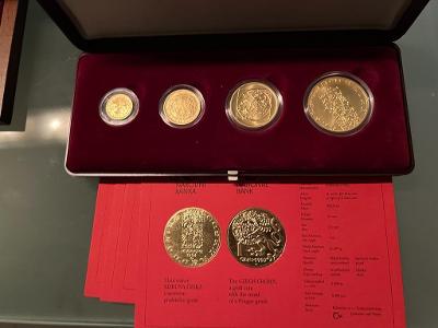 Sada 4 zlatých mincí Koruna Česká 1996 BK - pouze 1256 ucelených sad!