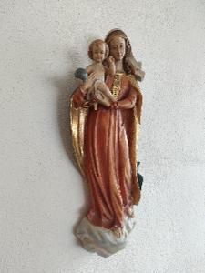 Stará dřevěná socha panna Maria 