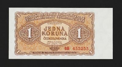 ČESKOSLOVENSKO - 1 koruna, 1953 - serie BB - ruský číslovač  -  UNC