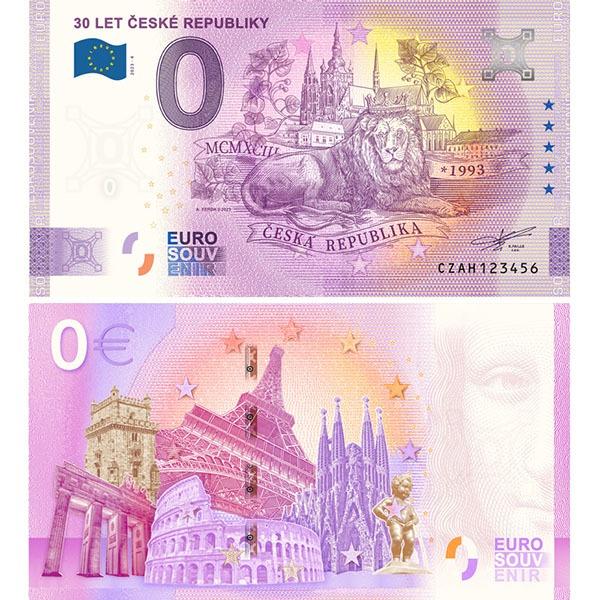 0 euro souvenir bankovka 30 ROKOV ČESKEJ REPUBLIKY - Zberateľstvo