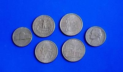 6 kusů pěkných mincí z Ameriky  USA