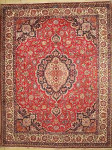 Obří perský orientální íránský sign. vlněný koberec Mašhad 392x302 cm