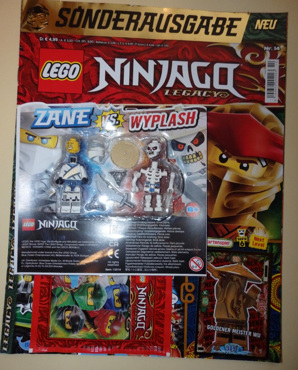 Lego NINJAGO= časopis +2 x hračka ZANE VS. WYPLASH. - Hračky