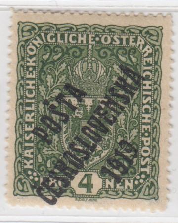 95. PČ 1919 POF 50 - 4K tm. zelená - typ II -úzká -  ** - zk. Gi Vr