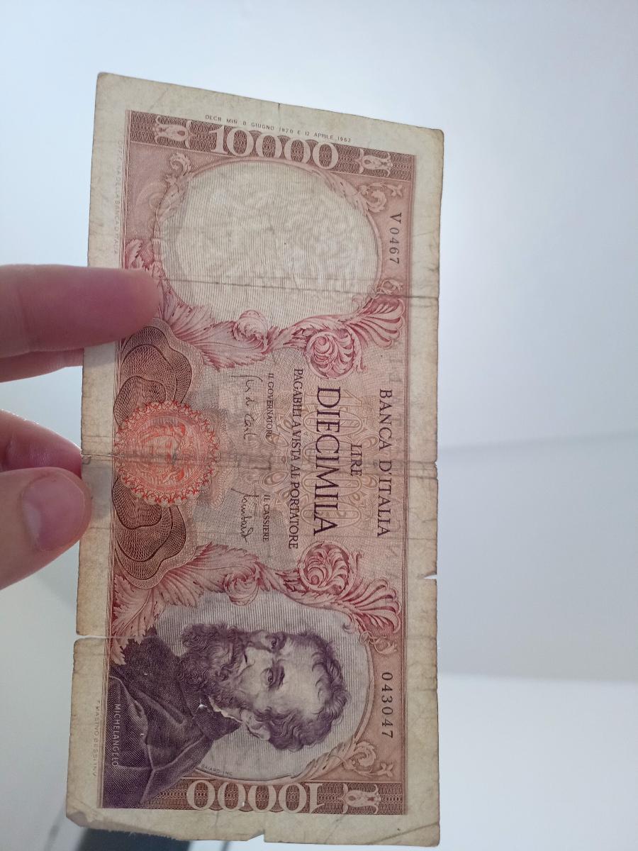10.000 lire Itálie 1970. - Bankovky