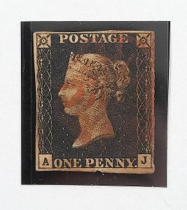 První známka světa - Černá penny 1840 - pěkný kus, široký střih !