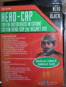 Head cap - čepička  pod helmu na motyckl bavlna černá