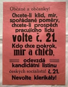 Občania a občianky-Voľte č.21-Nevoľte klerikály!, plagát/leták 30,5x23cm