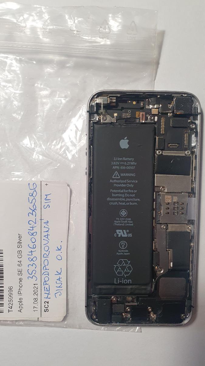apple iphone SE 64gb, nepodporovaná sim, bez displeja - balík č.307 - Mobily a smart elektronika