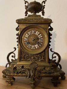 Starožitné luxusné bronzové sign. hodiny 40 cm