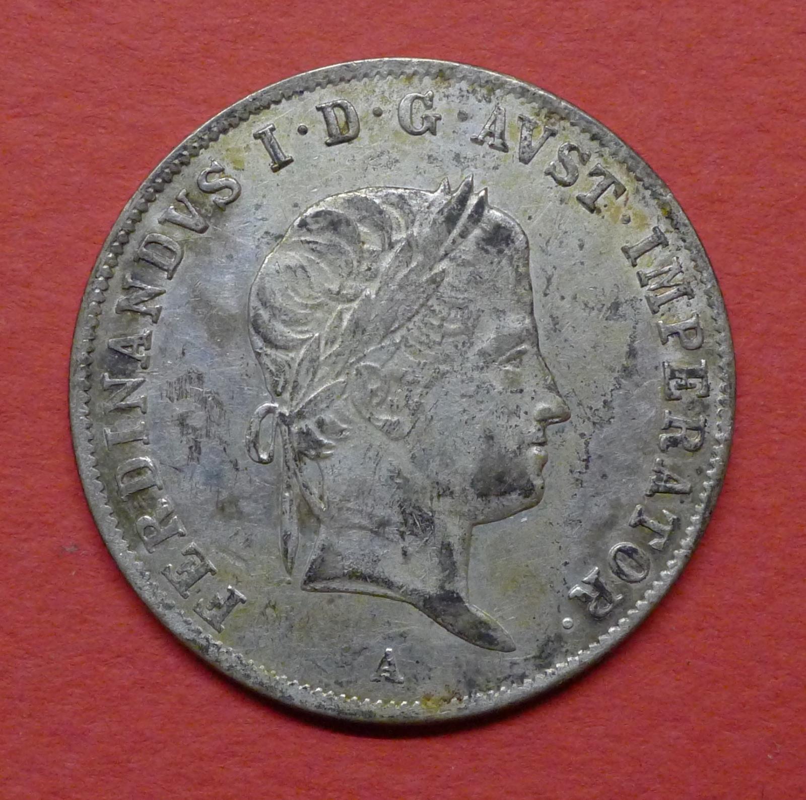 Strieborný 20 Krejcar Ferdinand V. 1836 A - Numizmatika