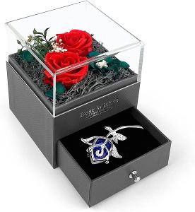 Romantický dárkový set / věčná růže v krabičce+ šperk /TOP/ |053|