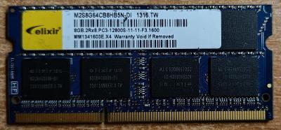 8GB RAM DDR3 pro notebook PC3-12800S, zn. ELIXIR, otestované