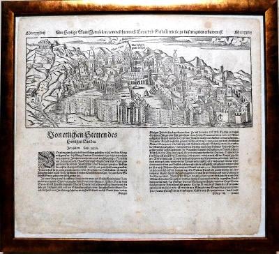 JERUZALÉM, COSMOGRAPHIA S. Münstera - 1598 -  renesanční dřevořez