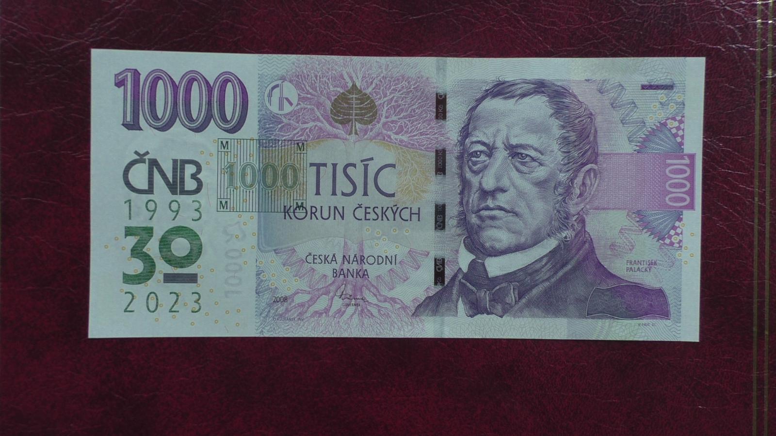 Pamätná bankovka 1000 Kč s prítlačou ČNB - Bankovky