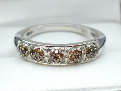 Diamantový prsten- 0,18ct Fancy Orange- Yellow ( certifikát )