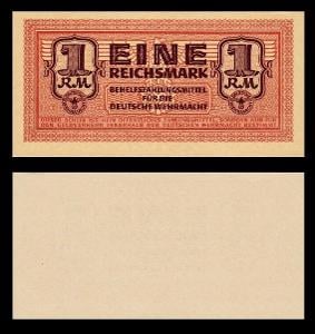 NĚMECKO 1 Reichsmark 1942 P-M36 Ro. 505 WEHRMACHT UNC