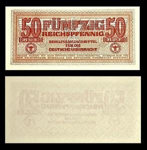 NĚMECKO 50 Reichspfennig 1942 P-M35 Ro. 504 WEHRMACHT UNC