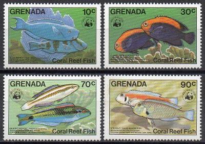 Grenada-Korálové ryby WWF 1984** Mi.1299-1302 / 32 €