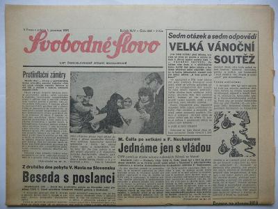 Staré noviny - Svobodné slovo - číslo 282. - z 1. prosince roku 1990