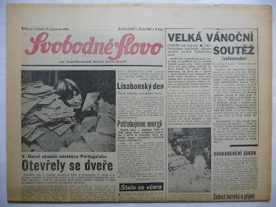 Staré noviny - Svobodné slovo - číslo 294. - z 15. prosince roku 1990