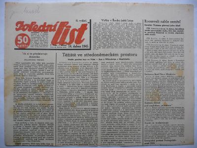 Staré noviny - Polední list - číslo 89. ze 14. dubna roku 1945