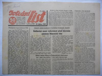 Staré noviny - Polední list - číslo 92. z 18. dubna roku 1945
