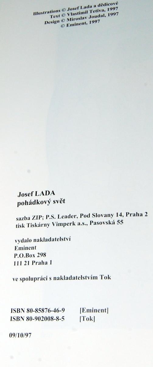 JOSEF LADA POHÁDKOVÝ SVĚT Vlastimil Tetiva 1997 EMINENT  - Knihy a časopisy