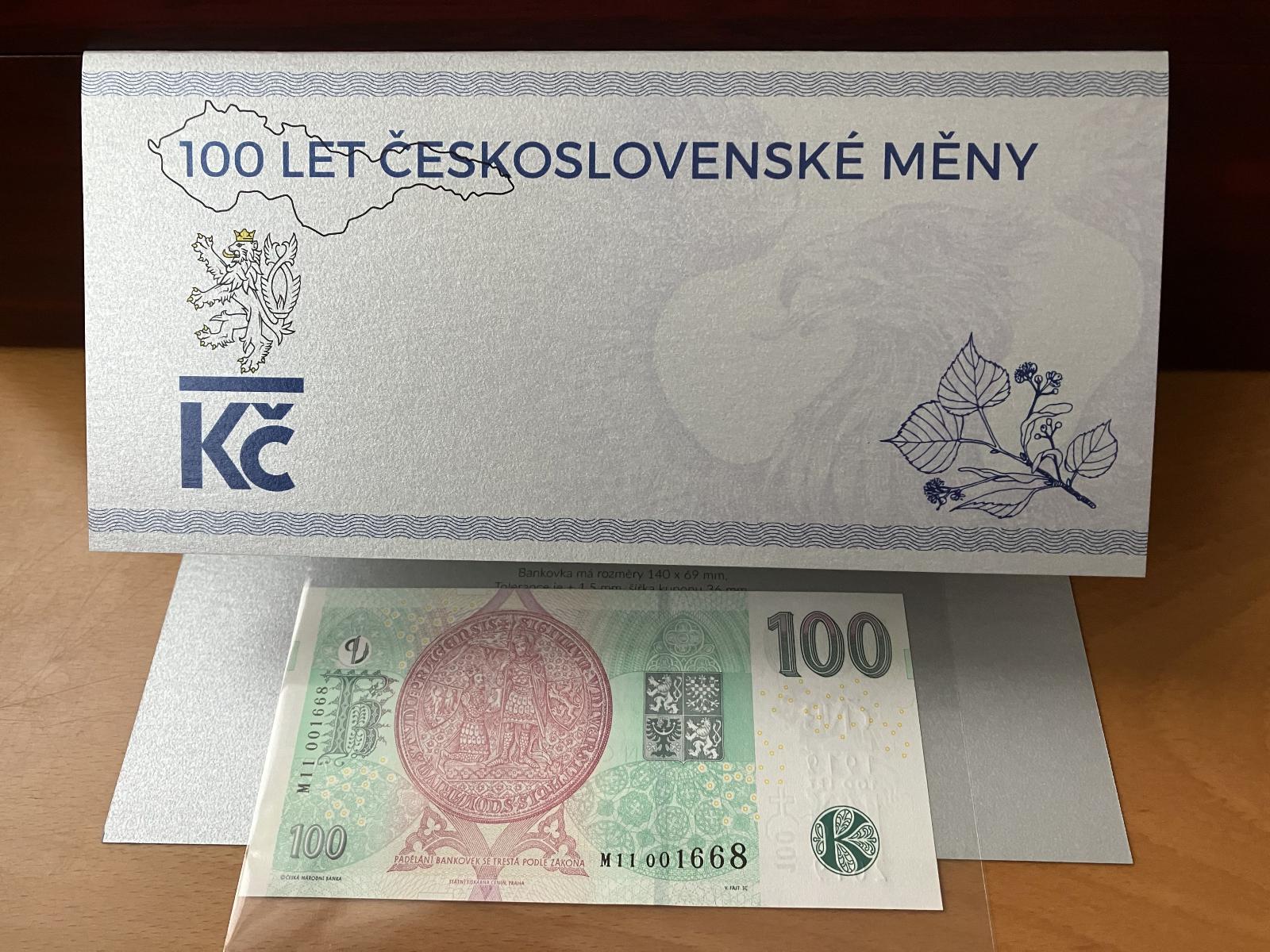 bankovka 100Kč s prítlačou, vzácna séria M11 a strieborný prebal! zľava! - Bankovky