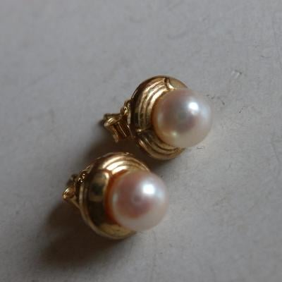 Staré zlaté  náušnice s přírodními perlami