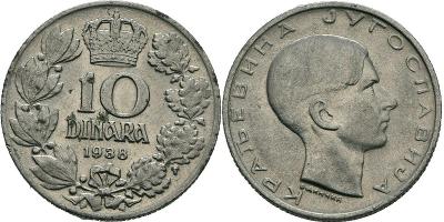 36026 Jugoslavie 10 Dinara 1938 XF č36026  