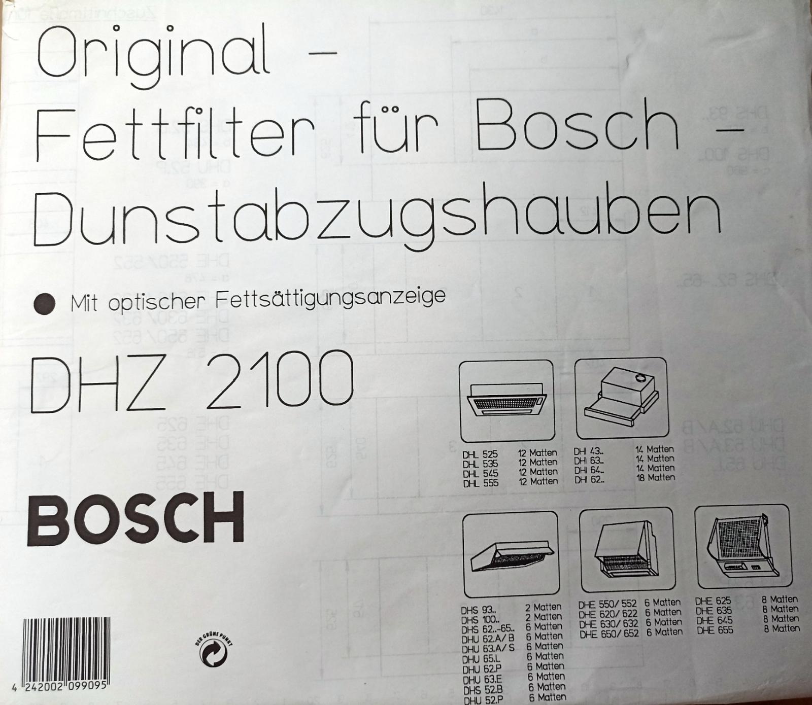 Súprava filtrov (2 ks) k digestóru Bosch DHZ2100, nové, PC 40.00 € - Elektro