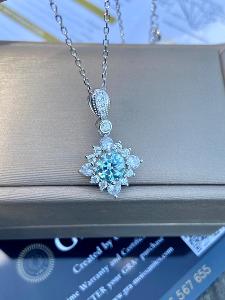 Modrý diamant Náhrdelník Stříbrný 925 moissanit moissanite 1 ct.