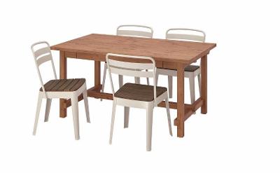 IKEA NORDVIKEN / NORRMANSÖ Stůl a 4 židle, mořidlo antik 152