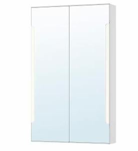 IKEA STORJORM Zrc. skříňka+2 dveře/vest.osvětlení, bílá, 60x14x96 cm