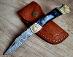 vreckový Damaškový nôž LOFTY 18 cm s koženým puzdrom, ručne vyrobený - Šport a turistika