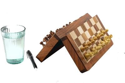 Šachový set Magnetický 10' 3.75 Akátové Dřevo Ruční výroba Indie Výlet