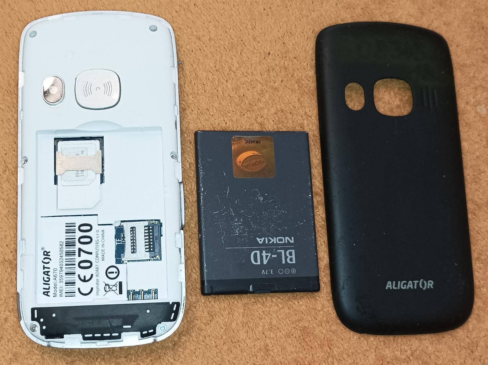 Aligator A670 -100% funkční -dobrá baterie -USB kabel !!! - Mobily a chytrá elektronika