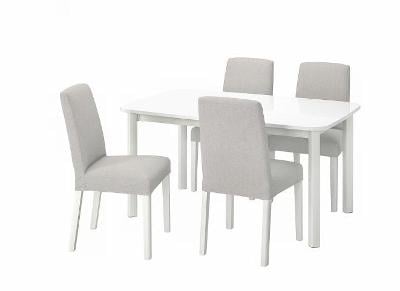 IKEA STRANDTORP / BERGMUND Stůl a 4 židle, bílá, světle šedý, 150/20