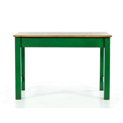 Repasovaný zelený stůl z masivního smrkového dřeva.