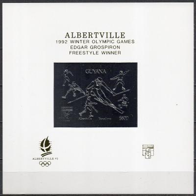 Guyana-ZOH Albertville 1992**  Mi.Bl.226/stříbrná fólie/ 120 €*